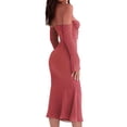 thumbnail image 4 of Femmes Élégantes hors Épaule Midi Robe Y2k Bodycon Longue Robe Cocktail Partie Robe d'Été, 4 of 6