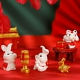 thumbnail image 3 of Mightlink 2/3Pcs Rabbit Figures Vivid Expression Decorative Resin Miniature Cute Chinese New Year Rabbit Zodiac Ornaments for Office, 3 of 7