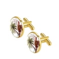 thumbnail image 2 of Coconut Tree Elegant Silver Jewelry Men's Cufflinks Set for Formal Attire, Made of Stainless Steel, Ideal for Formal Events, 2 of 6