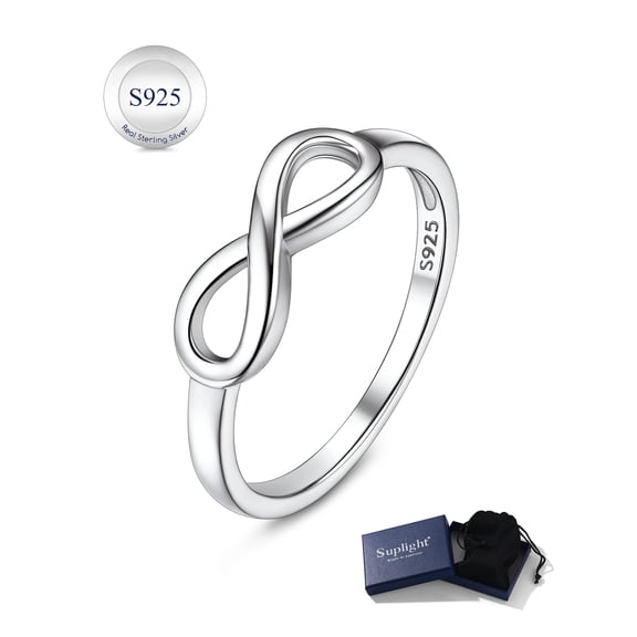 Suplight 925 Sterling Silver Infinity Knot Rings for Women, Engagement Wedding Dainty Eternity Promise Infinity Band Rings Jewelry Gifts for Daughter Birthday