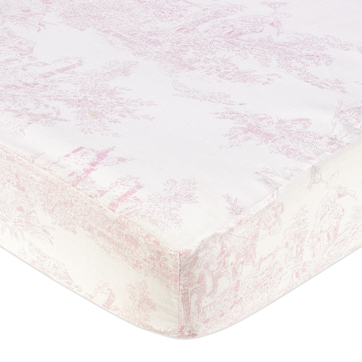 Pink French Toile Fitted Crib Sheet For Baby And Toddler Bedding