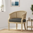 thumbnail image 2 of GDF Studio Velie French Country Fabric Upholstered Wood and Cane Accent Chair, Charcoal and Natural, 2 of 9