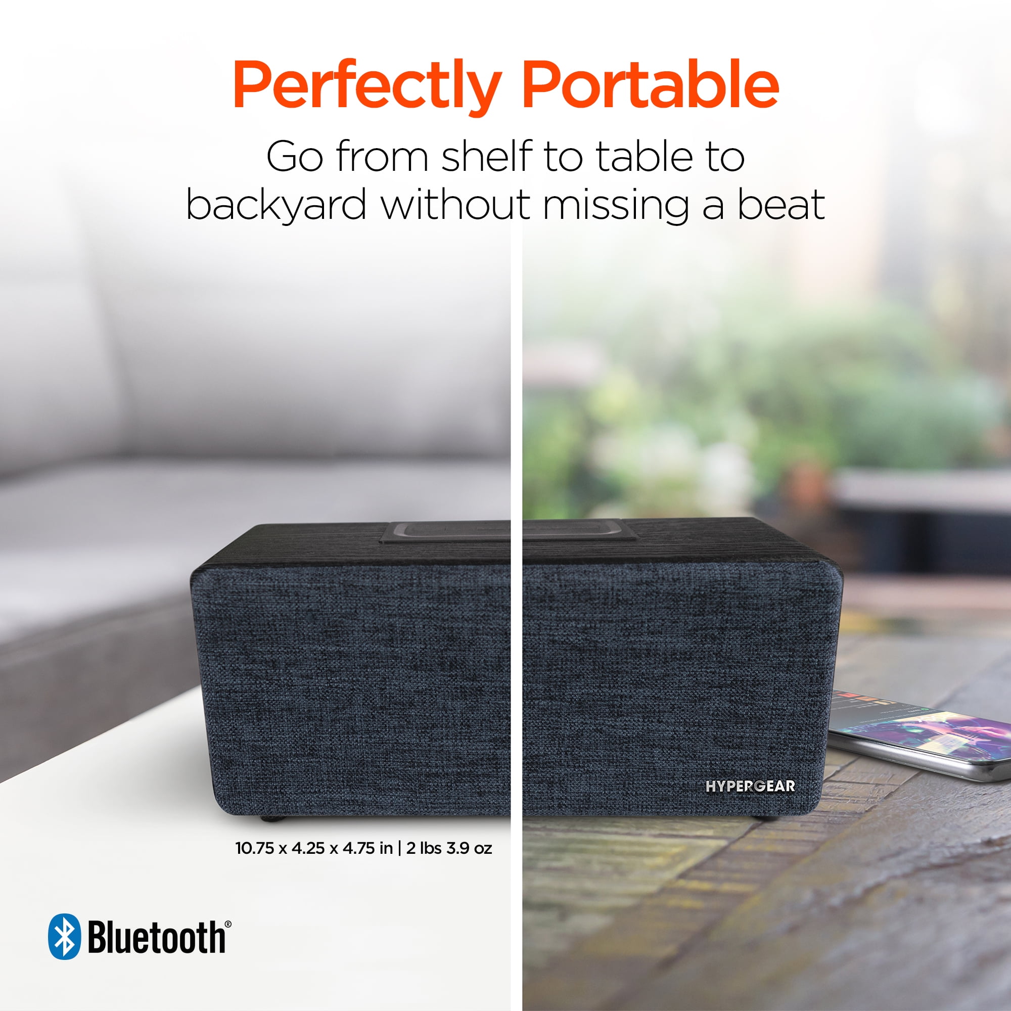 Hypergear 15259 Fabrix 2 8-watt Portable Bluetooth Speaker With Microphone, Black