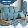 thumbnail image 2 of Recliner Sofa Slipcover, 3 Pieces Polyester Fabric Stretch Sofa Covers for 3 Seat Reclining Couch, Soft Washable Furniture Protector with Pockets (3 Seat, Aqua Blue), 2 of 13
