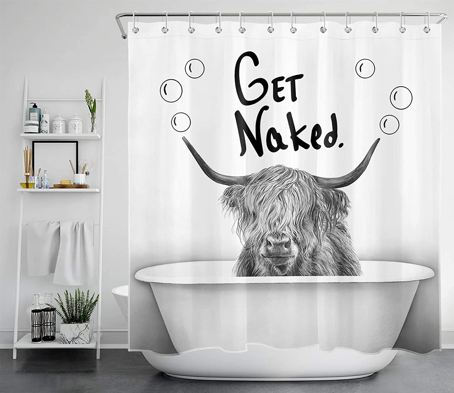 Beauty Bubble Bath Get Naked Shower Curtain Set Bathroom Fabric Bath Curtains 