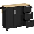 thumbnail image 2 of Topeakmart Wood Top Rolling Kitchen Cart Island with Storage Cabinet & 3 Drawers & Spice Rack, Black, 2 of 7