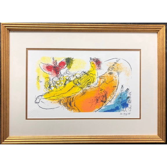 Marc Chagall "The Accordian" RARE CUSTOM FRAMED Plate Signed Lithograph Generic