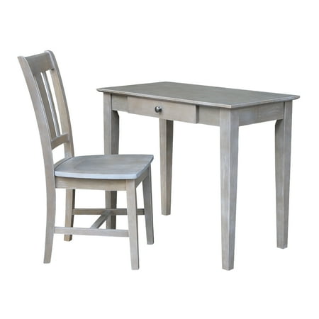 Small Size Desk With Chair Set In Washed Gray Taupe Walmart Com