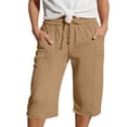 thumbnail image 3 of Girls Pants Kids High Waist Solid Color Pocket Casual Pants Comfortable Everyday Brown 10-11 Years, 3 of 6