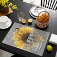 thumbnail image 3 of Yellow Sunflowers Placemats Set of 4, Floral You Are My Sunshine Grey Quotes Placemats for Dining Table, Place Mats for Kitchen Tabletop, Waterproof Wipeable Dining Table Mats Set, 3 of 9