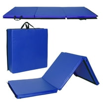 GoDecor 4.5' Folding Gymnastics Mat, 4.5' x 2' x 1.2"PU Leather Tumbling Mats, Blue