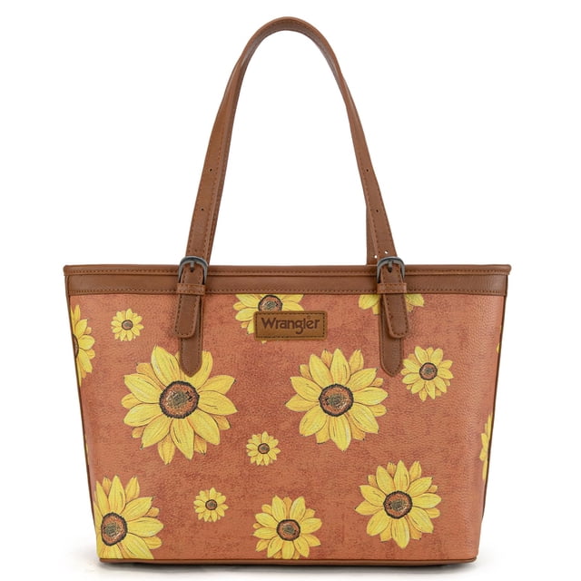 Bolso Montana West Wrangler Sunflower de piel vegana, color marrón
