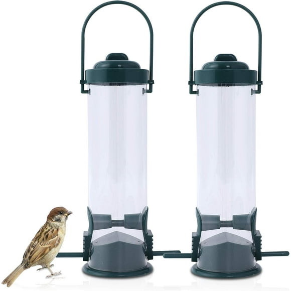 Bird Feeder With Internal Baffle, Finch Seed Feeder Squirrel Proof With Transparent Material For Garden Decoration (2Pieces)