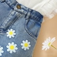 thumbnail image 5 of MHZLDYZ Girls 10-12 Summer Outfits Children's Clothing Summer Girls Suit foreign Style Girl New Mesh Lace Top Embroidered Denim Shorts Girls 10-12 Summer Outfits Girl Summer Outfits (White,110), 5 of 6
