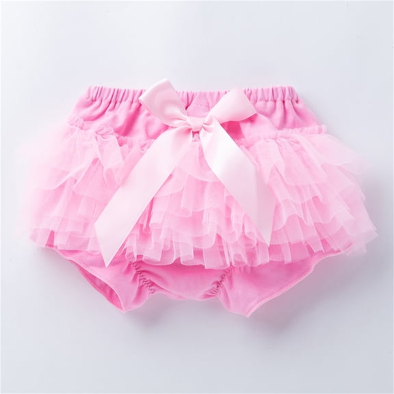 Xijirk Girls' Layered Tulle Bloomers Solid Color Ruffle Shorts for Spring & Summer,0-3 Months