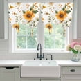 thumbnail image 5 of Sunflower Tie Up Curtain 63 Inches Long, Spring Flowers Watercolor Farm Balloon Style Kitchen Window Curtain Over Sink, Small Window Rod Pocket Curtain 52"x63", 5 of 9