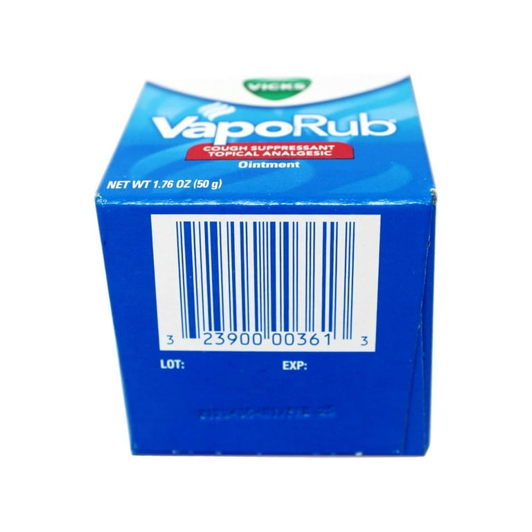 Vicks VapoRub, Original, Cough Suppressant, Topical Chest Rub & Analgesic  Ointment, Medicated Vicks Vapors, Relief from Cough Due to Cold, Aches 