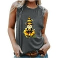 thumbnail image 2 of Fjofpr Green Tank Top Woman 2024 Women's New Loose Casual Fashion Crew-neck All-matching Printed Top Gray S, 2 of 4