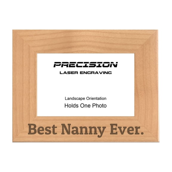 PrecisionNC Nanny Frames Best Nanny Ever Engraved Natural Wood Picture Frame Gift from Grandchild 5x7 Landscape