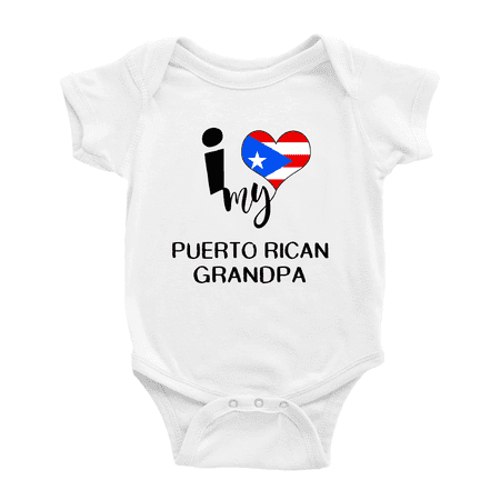 

I Heart My Puerto Rican Grandpa Puerto Rico Love Flag Baby One-Pieces Baby Bodysuit (White 0-3 Months)