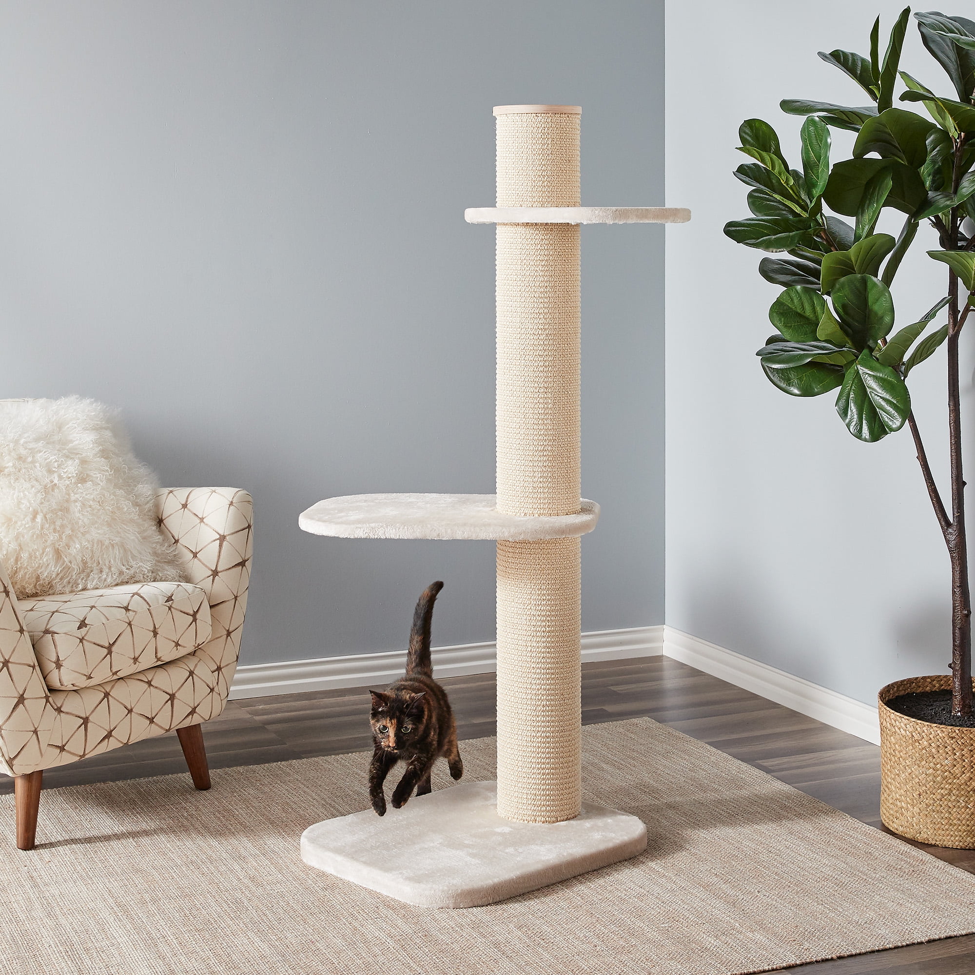 Two by Two Maple Cat Tree 3 Beige 58.3-inch Cat Scratching Post