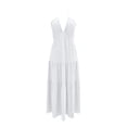 thumbnail image 5 of ClodeEU Women's Summer Halter V Neck Tie Knot Backless Beach Dresses ,A-Line Casual Maxi Dresses for Vacation White,Womens Plus S, 5 of 6