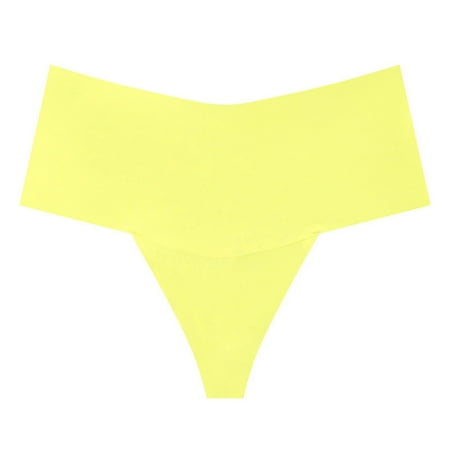 Seasonal Savings  Women s Seamless Thong Underwear  Breathable High Waist  Soft Material  Comfortable Fit  Everyday Wear  Supportive  Seamless Design  Womens Tops Plus Size | Yellow S  Sopatenor