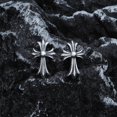 thumbnail image 4 of Pendientes con incrustaciones de piedra cruzada para hombres y mujeres, pendientes retro personalizados de plata de ley S925 de alta calidad, 4 of 5