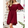 thumbnail image 2 of Off Shoulder Dress, Prom Dress Elastic Waist Summer Flowy Casual Tunic, 2 of 9