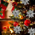 thumbnail image 2 of 24 Pcs Artificial Silver Poinsettia Flowers, 14cm Flowers Heads Christmas Tree Decorations,Poinsettia Christmas Decorations for Party Decor, 2 of 5