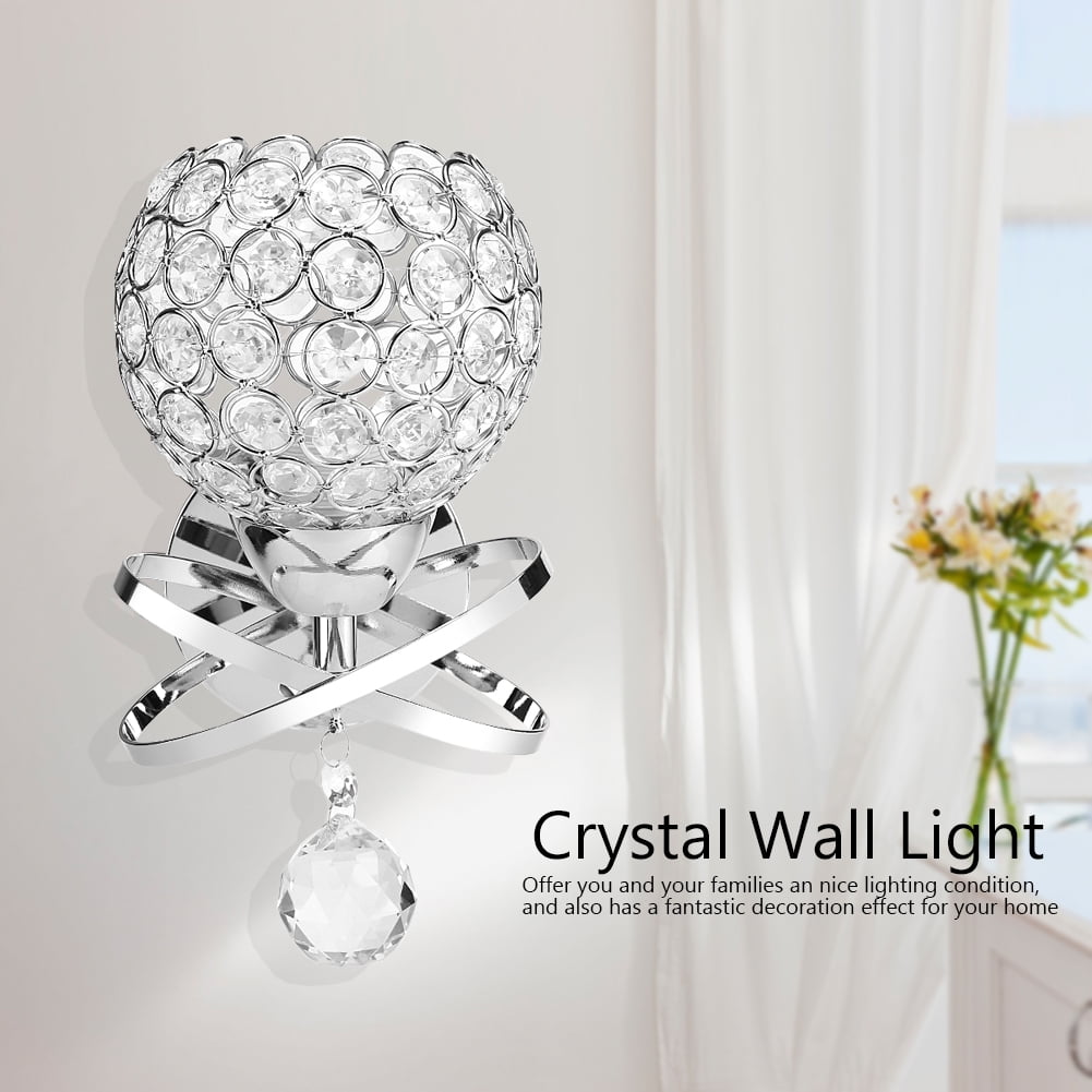 Yosoo Modern Crystal Wall Lamp Bedside Night Light Bedroom Living Room Hall Lighting Crystal Wall Lamps Crystal Wall Lamp