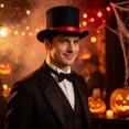thumbnail image 2 of BELTNOV Men's Classic Retro Top Hat Steampunk Magician Wide Brim Hat with Satin Band for Stage Performance Festival Party Red, 2 of 5