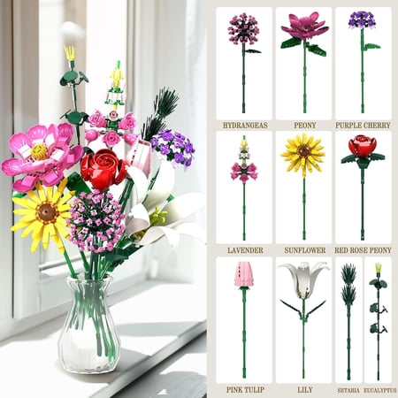 OKKIDY FLOWER BOUQUET BUILDING SET, 699 PSC BOUQUET COMPATIBLE WITH LEGO, IDEAL GIFT FOR VALENTINE’S DAY, BIRTHDAY, MOTHER’S DAY, GIRLS, WOMEN AND ADULTS 6+