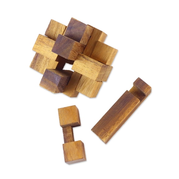 NOVICA Wood puzzle, 'Diamond Cube'