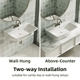 thumbnail image 5 of Los Flexi 24" x 17" White Ceramic Wall-Mount Bathroom Sink with Rear Overflow, 3 Pre-Drilled Holes, Widespread Faucet Compatible for Small Spaces, 5 of 13