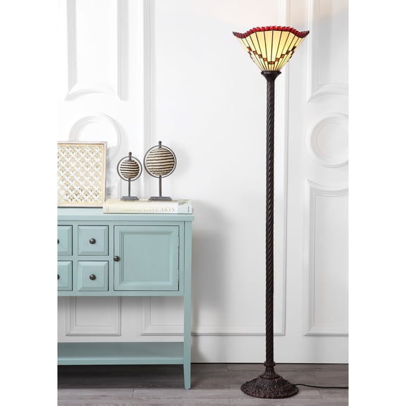 JONATHAN Y Smith Tiffany-Style 70.5" Torchiere LED Floor Lamp, Bronze, JYL8000A