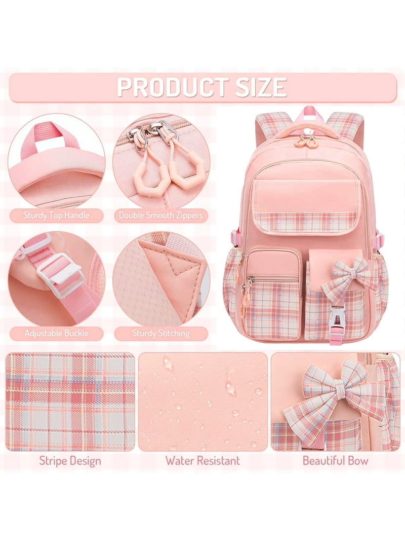 Ficcug Girls School Backpacks, 30L Waterproof Book Bags for Kids