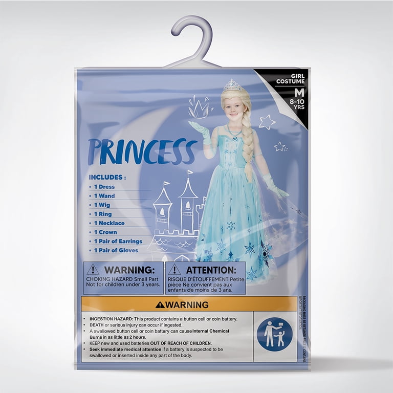 Ohlover Girls Princess Costume Dress – Sparkly Sequins Snow Party Halloween Dress-Up With Detachable Cape, Ages 3-8