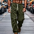thumbnail image 5 of Men's Corduroy Pants Casual Cargo Pants Elastic Drawstring Waist Sweatpants With Pockets, 5 of 8