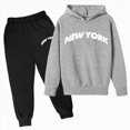 thumbnail image 4 of Young Boys Clothes Long Sleeve Hooded Pullover Solid Color Sweatshirt With Pockets + Pants 2pcs Fall Winter Outfit Set for 3-14 Years Boy,Dark Gray,7-8 Years, 4 of 4