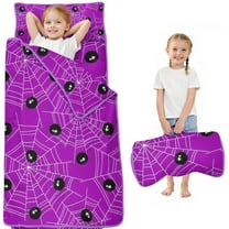 Cute Spider Web Halloween Pattern Toddler Nap Mats for Kids Preschool,50"x20" Sleeping Mat Bag or Kids,Toddler Sleeping Bag,Toddler Nap Mat or Daycare