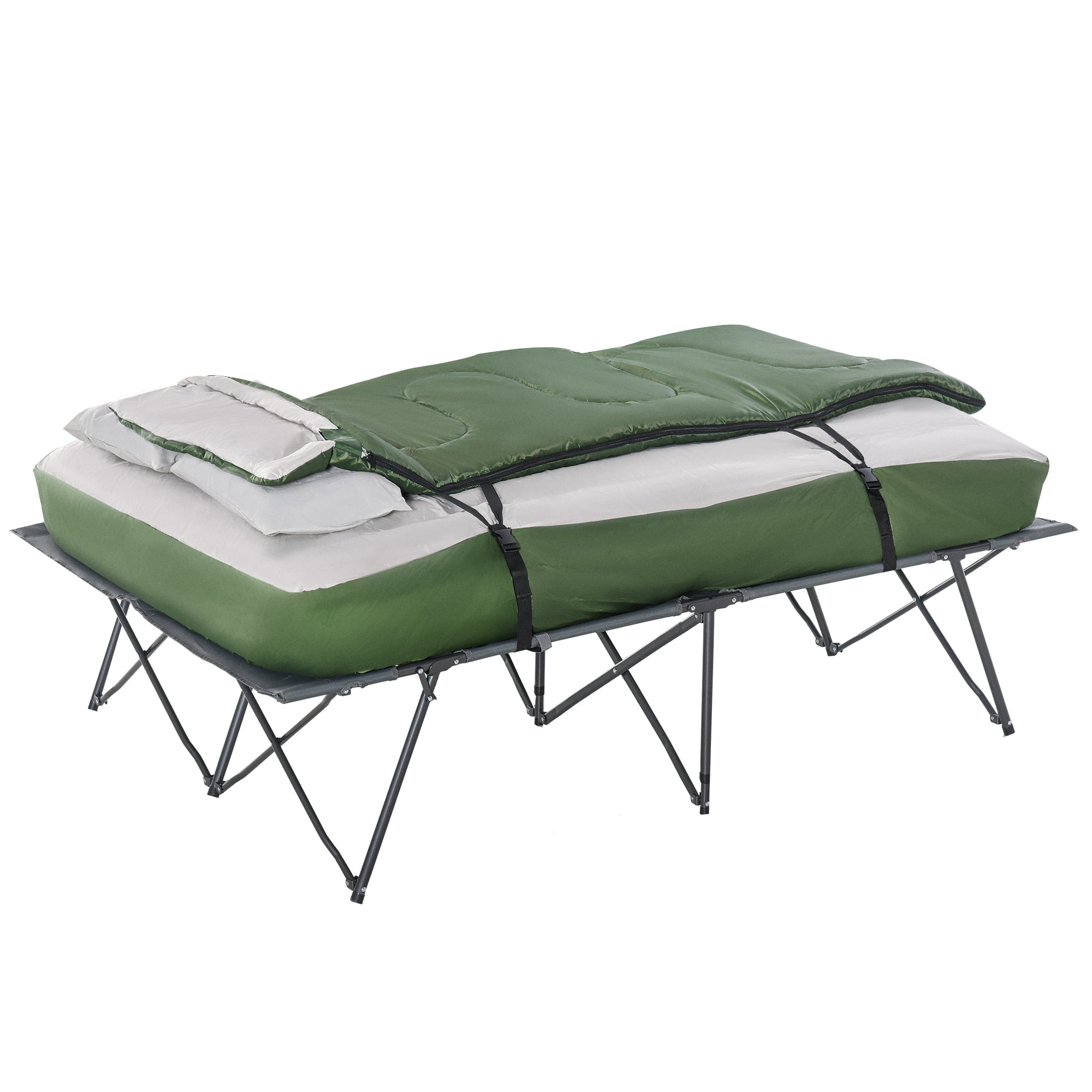 Outsunny 2Person Collapsible Portable Camping Cot Bed Set with