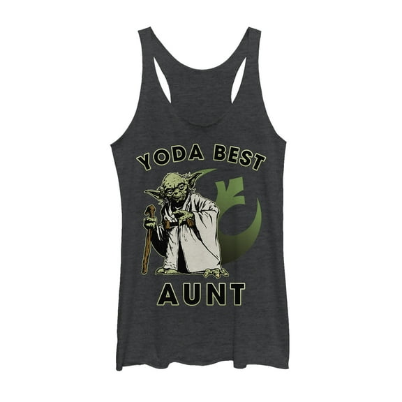 Women's Star Wars Yoda Best Aunt Racerback Tank Top Black Heather X Small