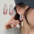 thumbnail image 4 of Xioeram 1 Pair Women Hoop Earrings Colorful Rhinestone Large Circle Geometric Hanging Earrings Alloy Ear Jewelry for Daily Prom Party, 4 of 8