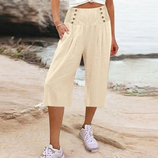 WILLBEST Pantalones Casuales para Mujer: Pantalones Anchos de Verano con Bolsillos para Mayor Comodidad Diaria. Extra Grande