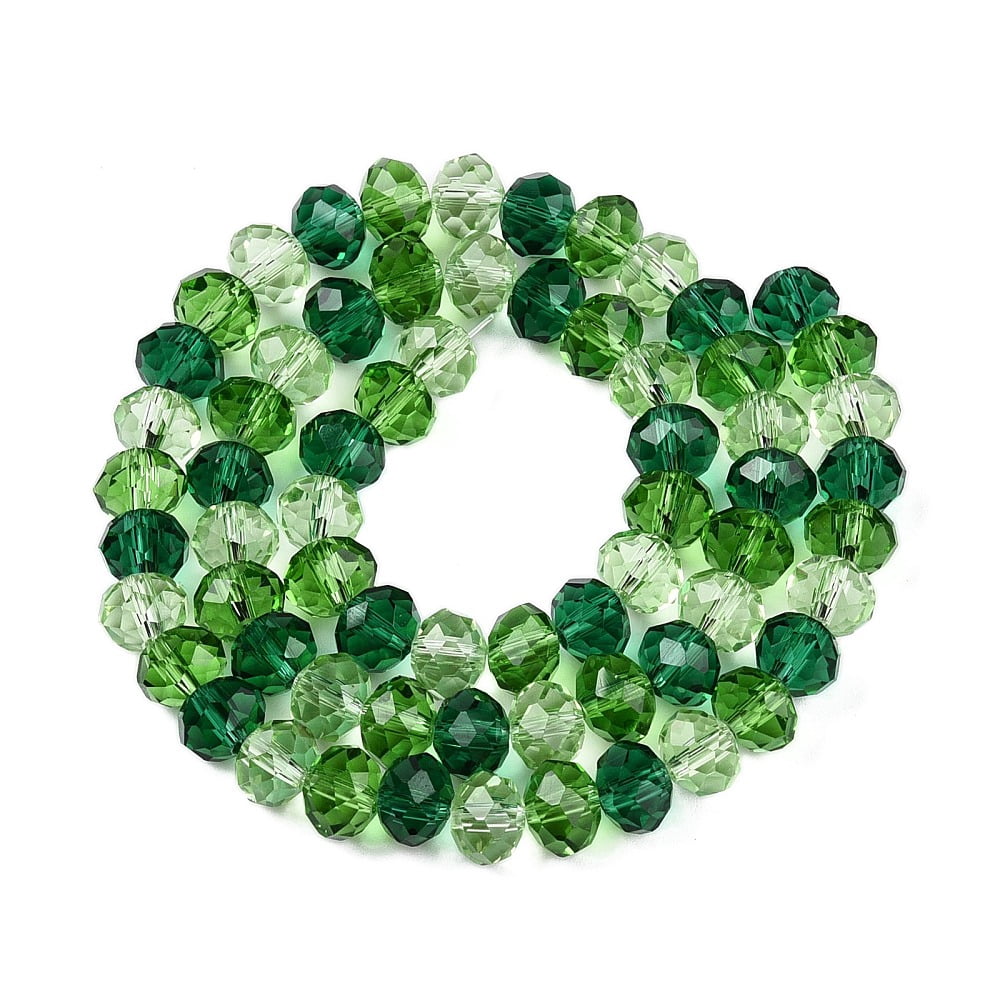 Transparent Glass Beads Strands Faceted Rondelle Lime Green 8x6.5mm Hole: 1mm 64~66pcs/strand 15.55~16.8''(39.5~42cm) diy