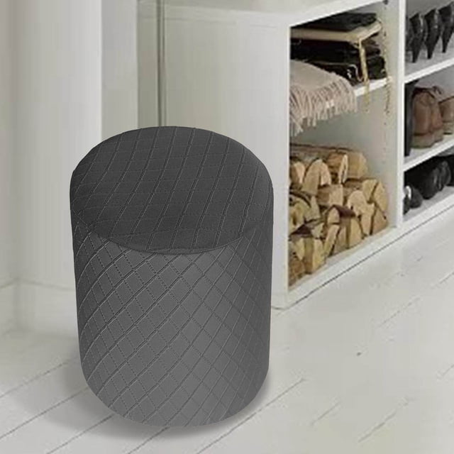 serony Round Stretch Ottoman Slipcovers Footrest Slipcover Elastic Sofa Cover Foot Stool Protector oversized Covers Grey