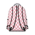 thumbnail image 3 of Pink and White Checkered Pattern Backpack for School, Cute School Bag with Adjustable Shoulder Straps and Padded Back, 15.3"x11"x7.1", 3 of 4