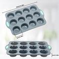 thumbnail image 3 of To encounter Silicone Muffin Pan, 2 Pack 12-Cup, Nonstick Baking Cups, BPA Free Cupcake Pan with Metal Reinforced Frame More Strength, 3 of 8