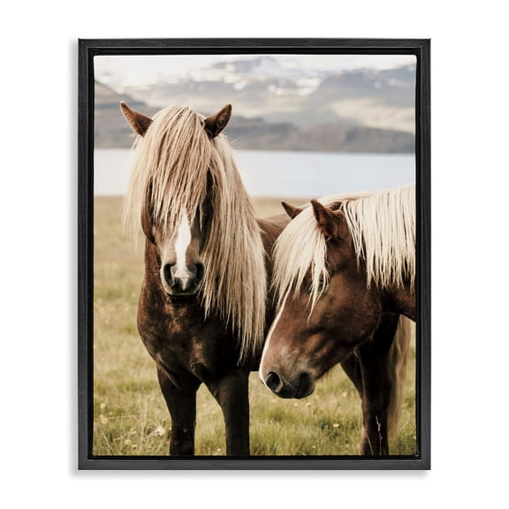 Stupell Industries Rustic Lodge Brown Horse Duo Black Floating Frame Canvas Art, 17 x 21, by Krista Broadway